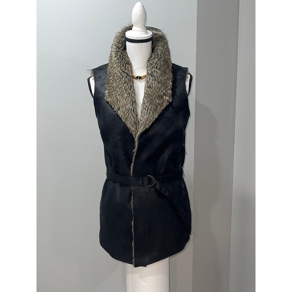 Fuda Women’s Faux Fur Vest, Size S, Belted & Stylish, Cozy & Versatile Sale!!